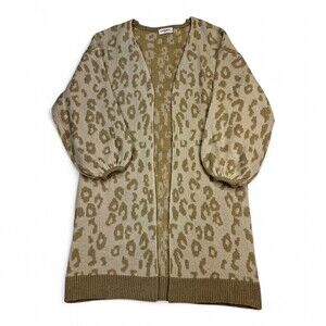 Carly Jean Leopard Print Open-Front Cardigan Sweater S